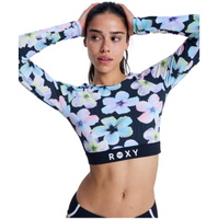 Womens Roxy Active Long Sleeve Crop Top Rash Vest